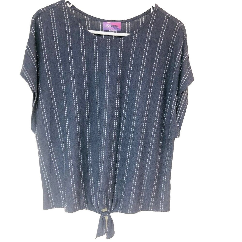 VTG Sears Top Women XXL 2X Gray‎ Striped Kmart Lightweight Flattering Office
